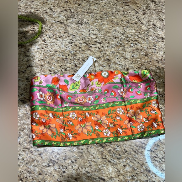 House Of Harlow 1960 Floral Two Piece Strapless Crop Top w/ Wide Leg Pant Large - Picture 5 of 13